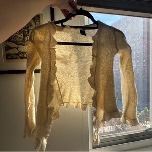 Cream Ruffled Women's Sweater